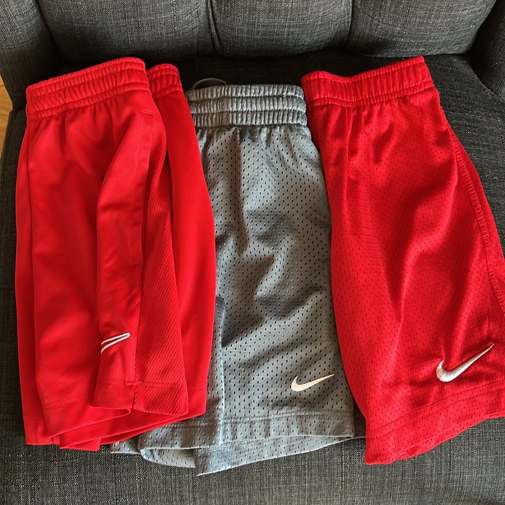 Nike Kids Mesh Shorts - Red and Gray XS/6 (3 Pair Lot)